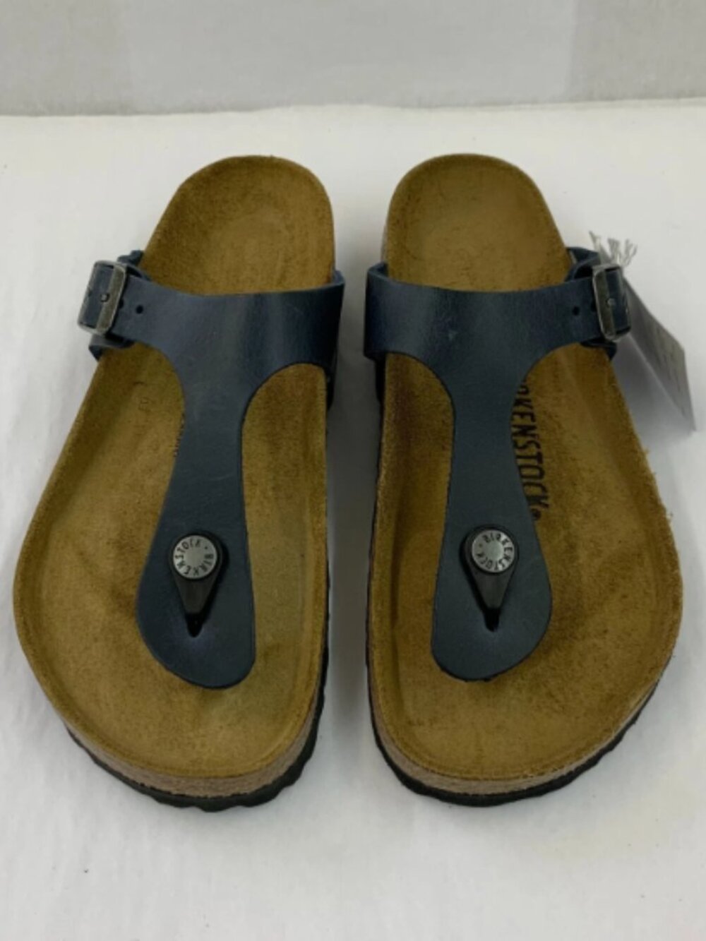 Birkenstock Gizeh Blue Waxy Leather Narrow Width Sandals